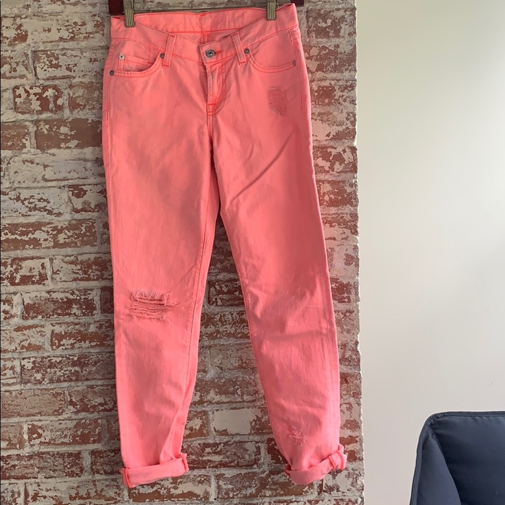 7 for All Mankind distresses neon skinny